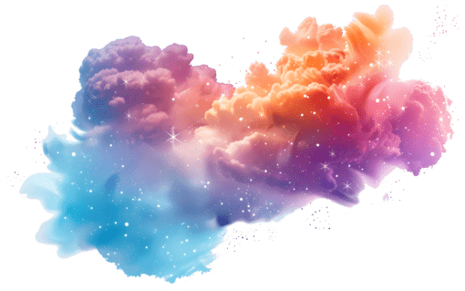 Colorful, sparkly rainbow cloud